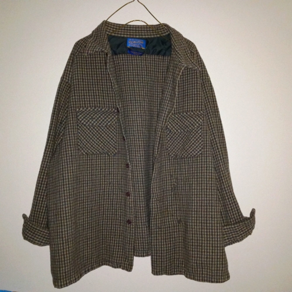 Pendleton pure virgin wool plaid flannel shirt Made in USA jacket 4xl